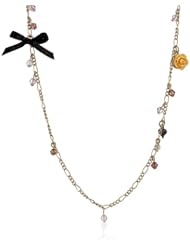 Betsey Johnson "Fabulous Flowers" Flower and Bow 2 Row Long Necklace, 44"