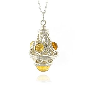 Sterling Silver & Citrine Designer Pendant with 18" Chain by Citrine