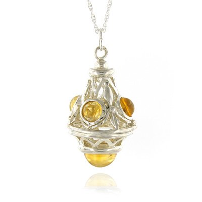 Sterling Silver & Citrine Designer Pendant with 18 Chain