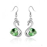 idKdo - Boucle doreille" Cygne" Cristal irisé Couleur Vert Emeraude - Femme - Collection "Fête des mères"