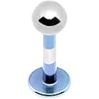 14 Gauge Silver Light Blue Striped Titanium Labret Monroe