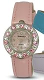 Ladies / Womens Montres Carlo Wrist Watch with Rhinestones on the Case and Has a Pink Band with a Pink Face