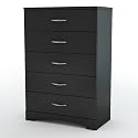 South Shore Furniture, Step One Collection, 5 Drawer Chest, Pure black