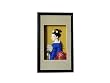 Oriental Art Shadowbox - Geisha in Blue Kimono with Hand Fan 13"