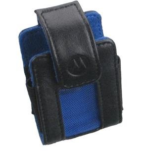 Motorola Factory Original Bluetooth Carry Case In Black Leather/Blue Mesh Pouch W/Clip Headsets New