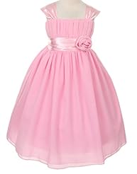 Girls Chiffon Gathered Flower-Girl Dress/Pageant Dress/Wedding Dress 
