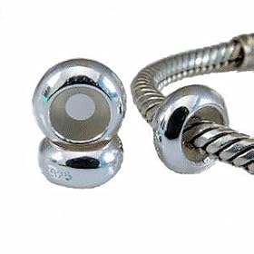 TWO GENUINE SOLID STERLING SILVER 925 PLAIN STOPPER BEADS - TO FIT PANDORA, BIAGI, TROLLBEADS, CHAMILIA AND ALL SIMILAR 3MM BRACELETS
