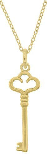 Yellow Gold Overlay Sterling Silver Medium Triple Flower Top Key Pendant, 18