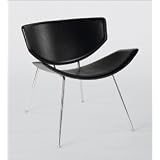 Euro Style 04051 Sybil Chair Black Leather Chrome 2 Pack by Euro Style