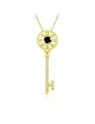 0.55 Cts Black & White Diamond Key Pendant in 14K Yellow Gold