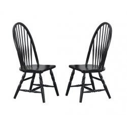 Sollid Hardwood Windsor Dining Chairs - Set of 2 (black cherry rubbed) (41H x 20W x 24D) by Stacks and Stacks