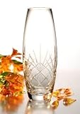 HAND CUT CRYSTAL VASE WITH TAPERED RIM