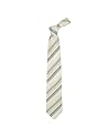 Kenzo Variegated Bands Ivory Woven Silk Tie Silver