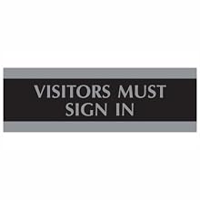 U.S. Stamp & Sign HeadLine Century Series 3x9 Inch Visitors Must Sign In Sign, Black and Silver, 4763