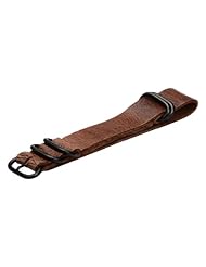 Premium PVD 18mm 5-ring Thick Leather Worn Light Brown Urban Military Nato Watch Strap - Fits All Watches!!!