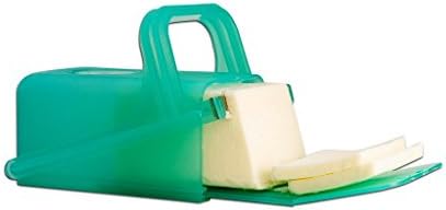 Butter Slicer Cutter Storage Container Kitchen Utensils, 7oz/200gr, Kitchen Gadgets, Measure For Bread, Cakes, Cookies, Cookware Butter Dish, Dishwasher Safe, Safety Blade, (Green)