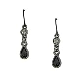 1928 Jewelry Black Diamonds Crystal Petite Teardrop Earrings