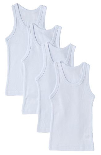 Sportoli® Boys Ultra Soft 100% Cotton White Tank Top Undershirts