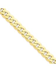 14k Gold 7.25mm Beveled Curb Chain 18 Inches