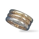 Sterling Silver, 14 Karat Gold Plate and Rose Gold Plate Triple Band Ring