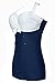 WINDAY Elegant Retro Inspired Boy-Leg One Piece Ruched Monokinis Swimsuit 14 White/Blue