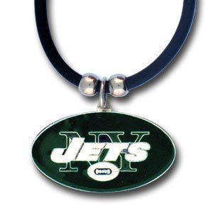 New York Jets Logo Pendant w/Rubber Cord - NFL Football Fan Shop Sports Team Merchandise