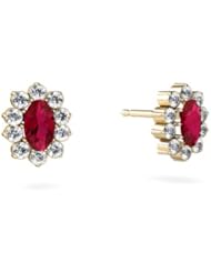 Created Ruby 14kt Yellow Gold Earrings