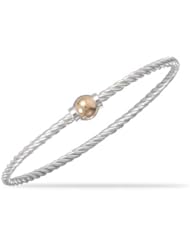 7.5" Two Tone Add A Charm Twist Design Bangle