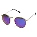 zeroUV - Retro Fashion Metal Frame Flash Mirror Lens Round Sunglasses