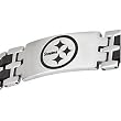 Stainless Steel Pittsburgh Steelers Rubber Logo ID Bracelet