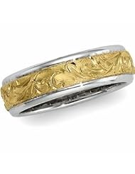 Jewelplus 6 mm Two-Tone Hand-Engraved Band 14K Yellow Size 08.50