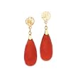 14k Gold & Red Jade "Good Luck" Drop Earrings
