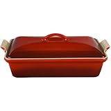 Le Creuset Heritage Stoneware 12-by-9-Inch Covered Rectangular Dish, Cherry