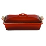 Le Creuset Heritage Stoneware 12-by-9-Inch Covered Rectangular Dish, Cherry