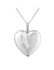 Sterling silver SS & Heart Shaped Locket w/ Cross & Mother & Baby Necklace