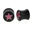 Black Acrylic Double Flare Plug - Purple Star Logo - 00g - Sold as a Pair