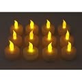 12 Battery Operated AMBER LED Tealight Candles Flameless Heatless No Heat Candle Flickering Wickless Led Long Lasing Life Faux Wedding Holiday Christmas Thanksgiving Party Light Dozen