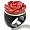 Gift Boxed Large Red Sponge Coral Carved Rose, Sterling Silver, and Black Onyx Band Ring Size 5(Size 5,6,7,9,10,11)