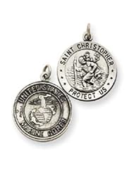 Sterling Silver St.Christopher US Marine Corp Medal