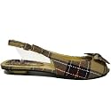 Beige Flat Tartan Check Comfort Peep-Toe Sandals Shoes