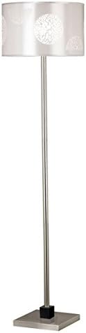 Hyde Lace Accented Drum Shade Floor Lamp,15-inch Diameter Silver Drum Shade
