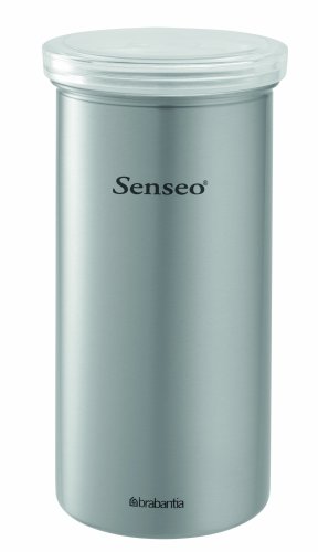 Brabantia 476242 Vorratsdose Kaffeepads Senseo mit Senseo-Aufdruck, matt steel mit Fingerprint Proof, transparenter Deckel