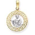 14k & Rhodium Aquarius Zodiac Pendant