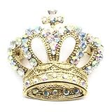 AB Austrian Rhinestone Crown Gold-Tone Brooch Pin