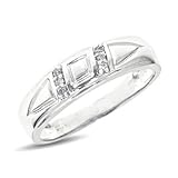 1/15 Carat T.W. Round Cut Diamond Men's Wedding Ring 14K White Gold Wedding Ring - Free Gift Box -