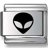 Alien Head Black Laser Italian Charm