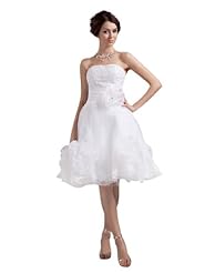 A-line Strapless Short Organza Wedding Dress 