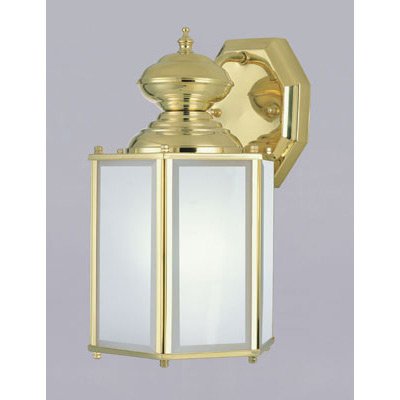 Westinghouse 64515 One-Light Outdoor Downward Wall Sconce, Polished Solid Brass with Frosted Beveled Glass Panels