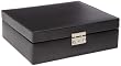 Paylak TS521BLK Black Leather Storage Valet Case for Watches and Jewelry Cuff Links