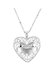Heart of a Grandma Engraved Sterling Silver Necklace with 18" Chain